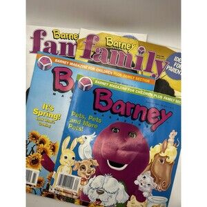 Lot of 4 Vintage Barney Magazine 1996 Family Children Kids Magazines Spring